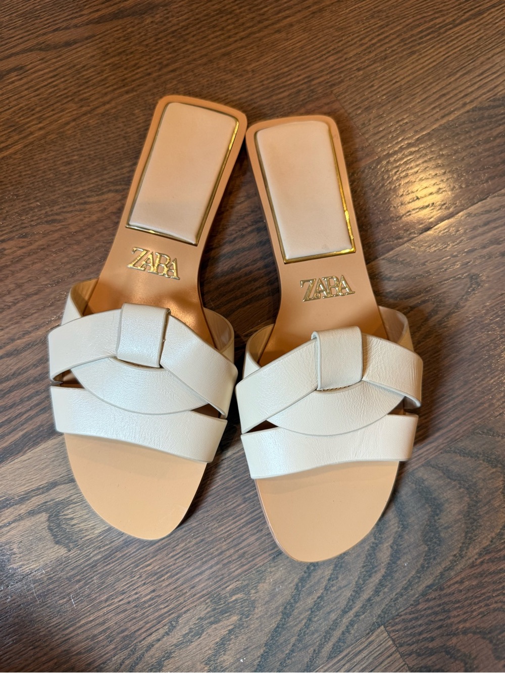 Zara Cream Knot-Front Slide Sandals